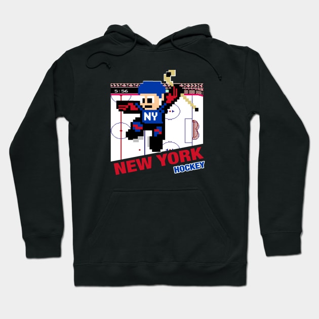 New York Hockey 8 bit cartridge design Hoodie by MulletHappens